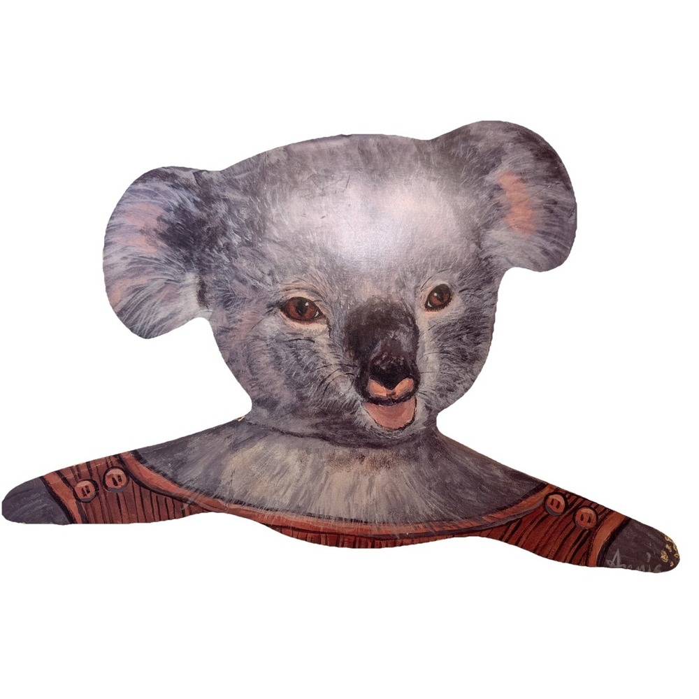 Vintage Annie Rhinehart Stupell wooden Koala coat hanger